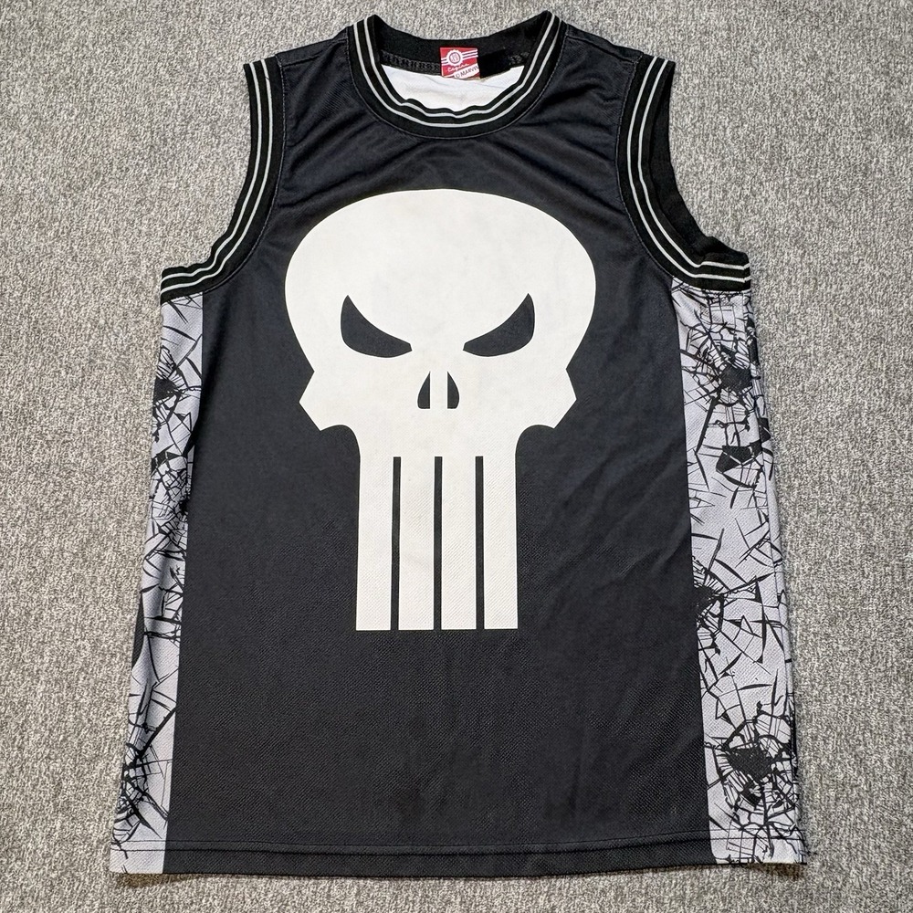 Marvel The Punisher Castle Basketball Jersey ~ Men's S Black Mesh‎ Comics